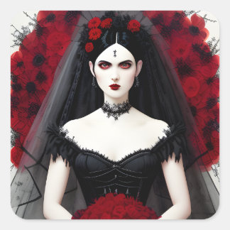 Gothic Bride Square Sticker