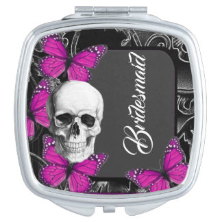 Gothic bridesmaid wedding favor compact mirror