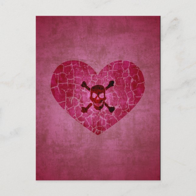 Gothic Broken Heart Skull Postcard (Front)