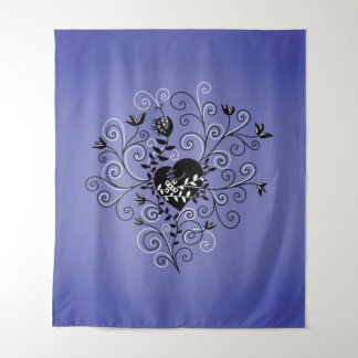 Gothic Broken Heart Tattoo Style Purple Tapestry