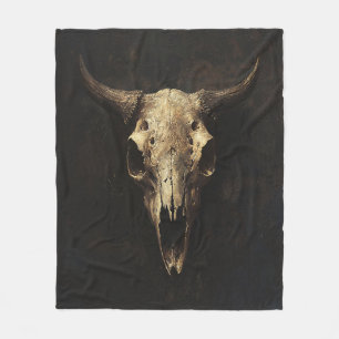 Gothic Bull Skull Decoupage Fleece Blanket