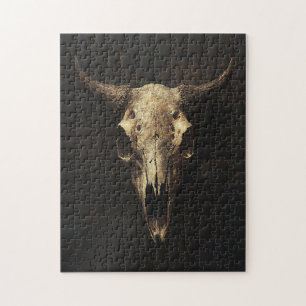 Gothic Bull Skull Decoupage Jigsaw Puzzle
