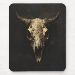 Gothic Bull Skull Decoupage Mouse Pad