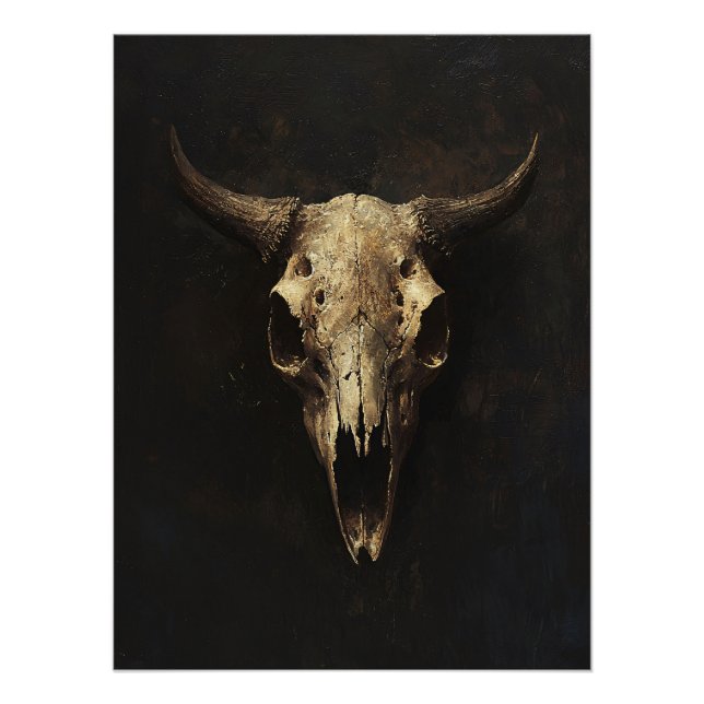 Gothic Bull Skull Decoupage Poster (Front)