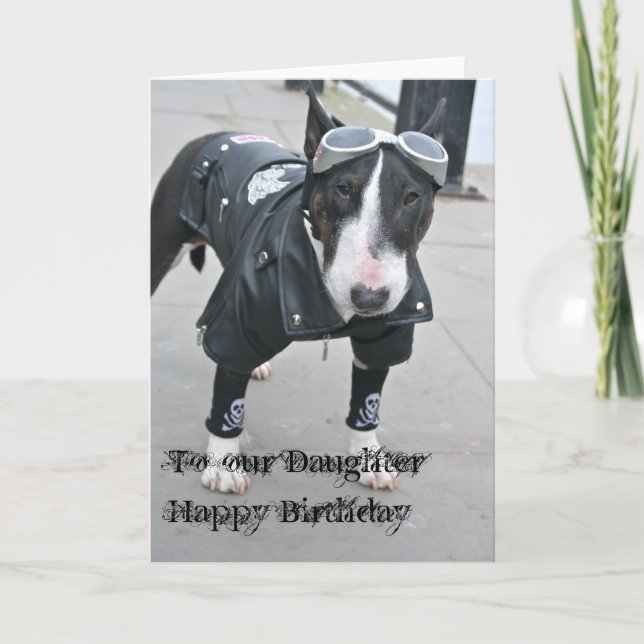 Gothic Bulldog Happy Birthday Daughter  Card (Front)