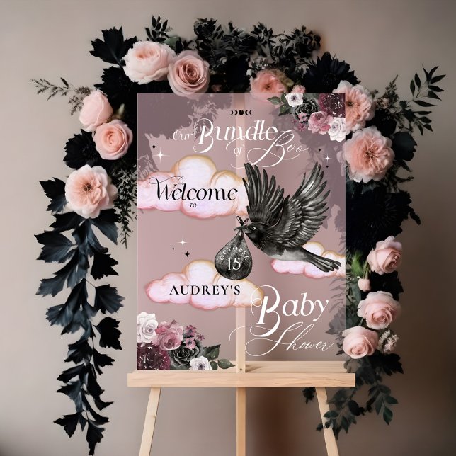 Gothic Bundle of Boo Raven Baby Shower Welcome Acrylic Sign (Gothic Bundle of Boo Raven Baby Shower Welcome Acrylic Sign)