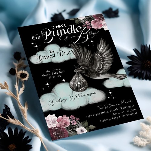 Gothic Bundle of Boo Raven Delivery Baby Shower Invitation