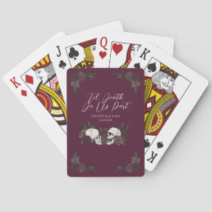 Gothic Burgundy Floral Skull Poker Cards