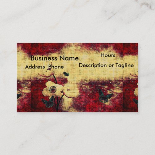 Gothic Business Card Aged Look Blood Red Butterfly