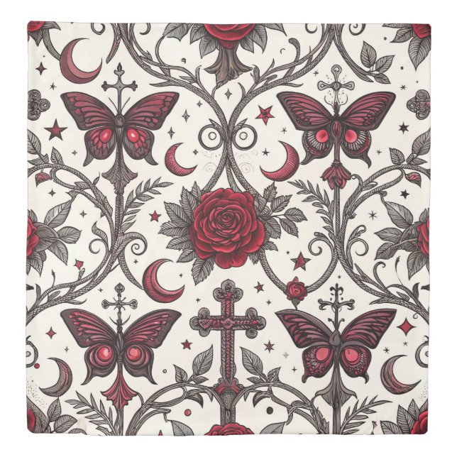 Gothic Butterfly Floral Pattern (1) Duvet Cover (Front)