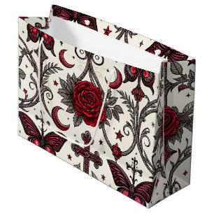 Gothic Butterfly Floral Pattern (1) Large Gift Bag