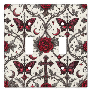 Gothic Butterfly Floral Pattern (1) Light Switch Cover