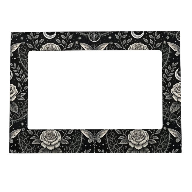 Gothic Butterfly Floral Pattern (1) Magnetic Frame (Front)
