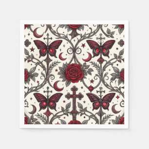 Gothic Butterfly Floral Pattern (1) Napkins