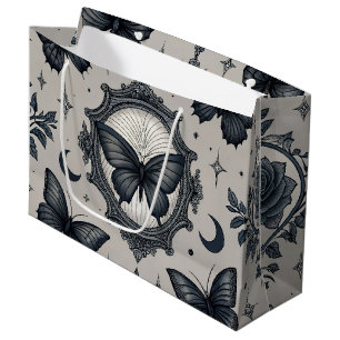 Gothic Butterfly Floral Pattern (2) Large Gift Bag