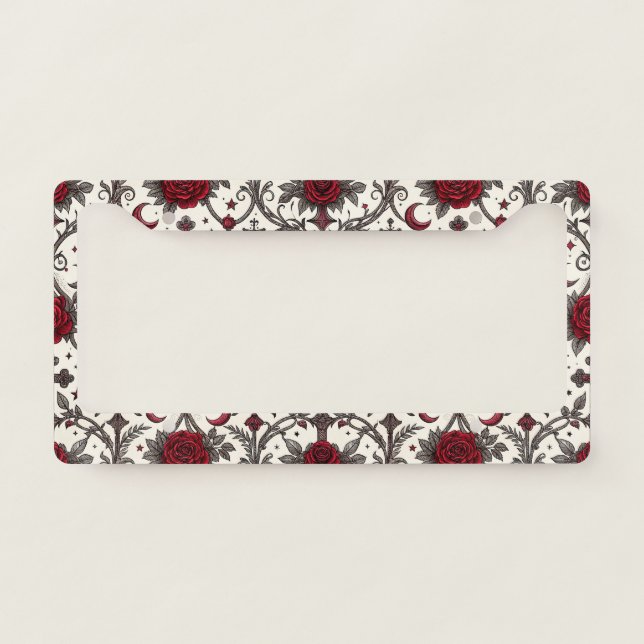 Gothic Butterfly Floral Pattern (2) License Plate Frame (Front)