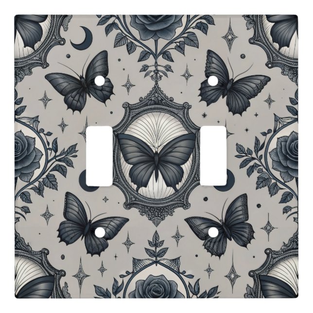Gothic Butterfly Floral Pattern (2) Light Switch Cover (Front)