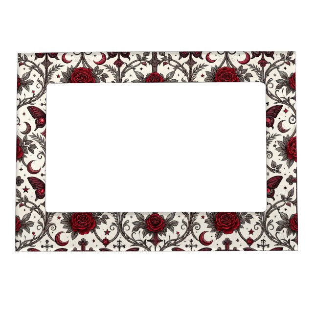 Gothic Butterfly Floral Pattern (2) Magnetic Frame (Front)