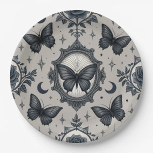 Gothic Butterfly Floral Pattern (2) Paper Plates