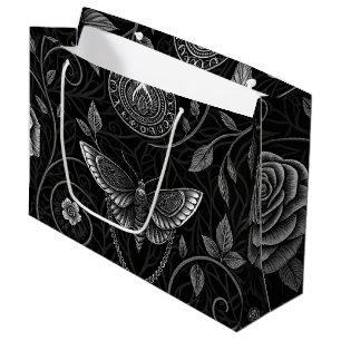 Gothic Butterfly Floral Pattern (3) Large Gift Bag