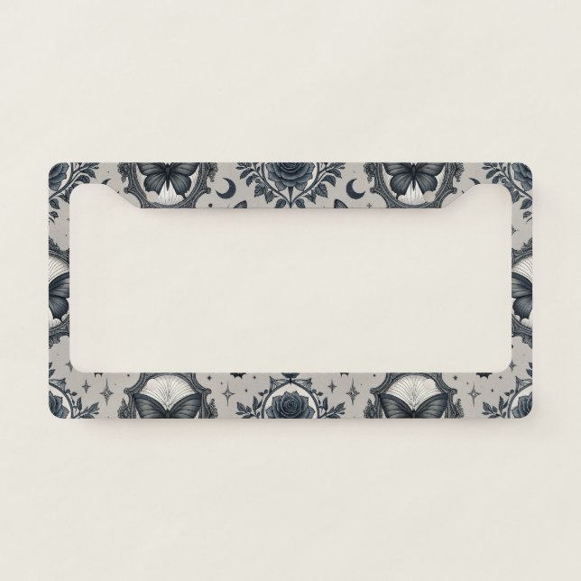 Gothic Butterfly Floral Pattern (3) License Plate Frame (Front)