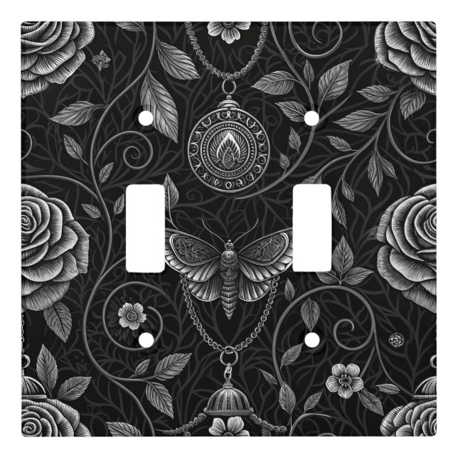 Gothic Butterfly Floral Pattern (3) Light Switch Cover (Front)