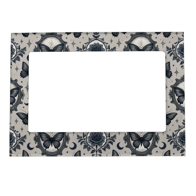 Gothic Butterfly Floral Pattern (3) Magnetic Frame (Front)