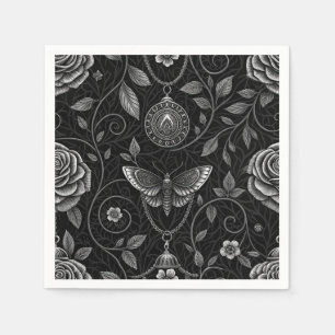Gothic Butterfly Floral Pattern (3) Napkins