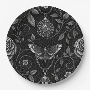 Gothic Butterfly Floral Pattern (3) Paper Plates
