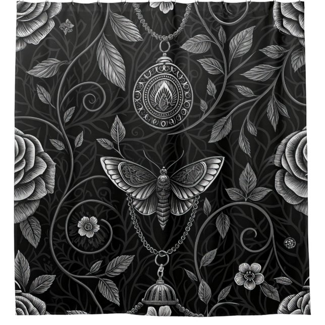 Gothic Butterfly Floral Pattern (3) Shower Curtain (Front)