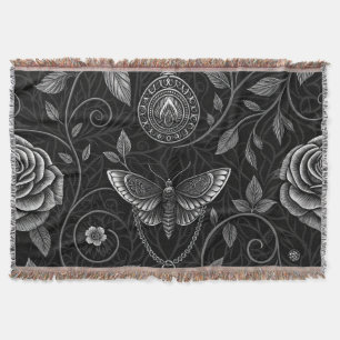 Gothic Butterfly Floral Pattern (3) Throw Blanket