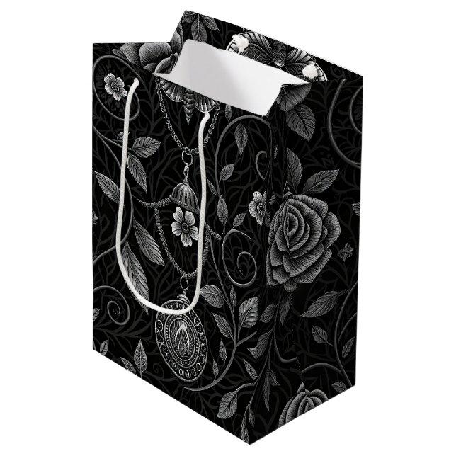 Gothic Butterfly Floral Pattern (4) Medium Gift Bag (Front Angled)
