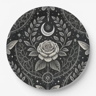 Gothic Butterfly Floral Pattern (4) Paper Plates