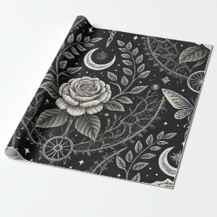 Gothic Butterfly Floral Pattern (4) Wrapping Paper