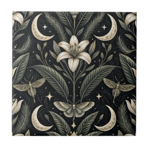 Gothic Butterfly Floral Pattern (5) Ceramic Tile