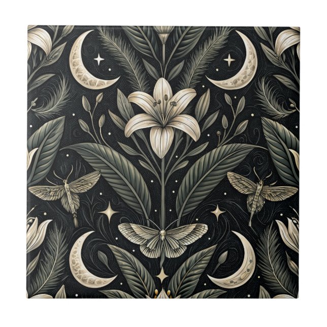 Gothic Butterfly Floral Pattern (5) Ceramic Tile (Front)