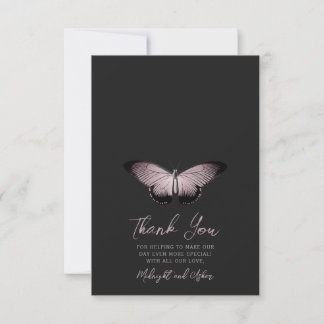 Gothic Butterfly Photo Wedding Thank You Card