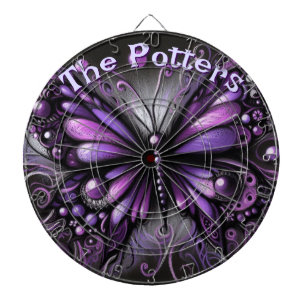 Gothic Butterfly Purple Black Personalized Dart Board