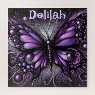 Gothic Butterfly Purple Black Personalized Jigsaw Puzzle