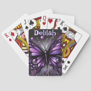 Gothic Butterfly Purple Black Personalized Poker Cards