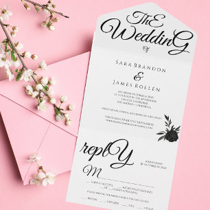 Gothic Calligraphy The Wedding All In One Invitation