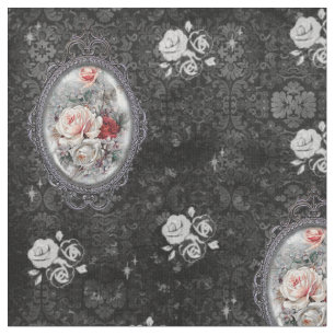 Gothic Cameo Rose Victorian Style Fabric
