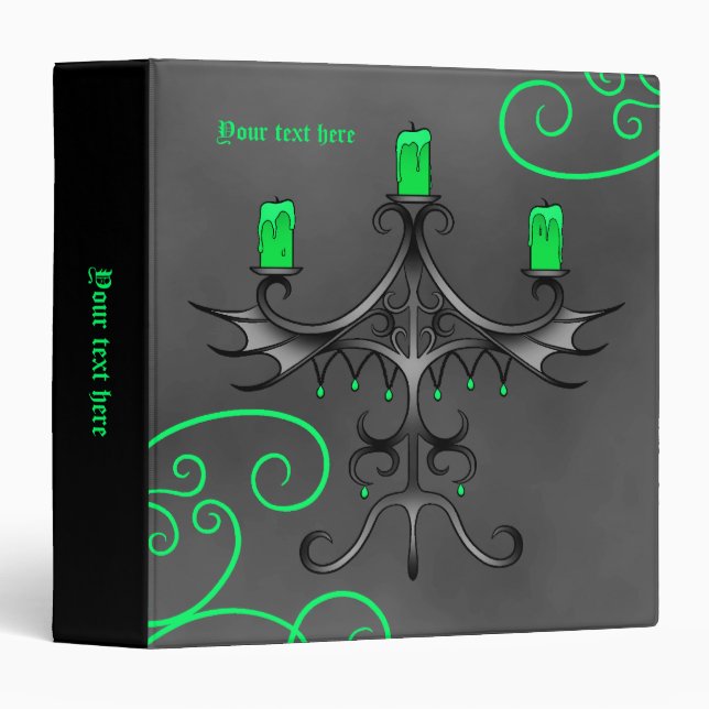 Gothic candelabra Halloween pretty green 1.5" wide Binder (Front/Spine)