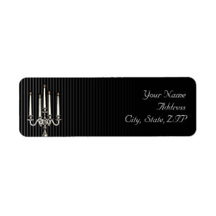 Gothic Candelabra on Black Silver Return Address Label