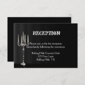 Gothic Candelabra on Black Wedding Reception Invitation (Front/Back)