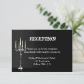 Gothic Candelabra on Black Wedding Reception Invitation (Standing Front)