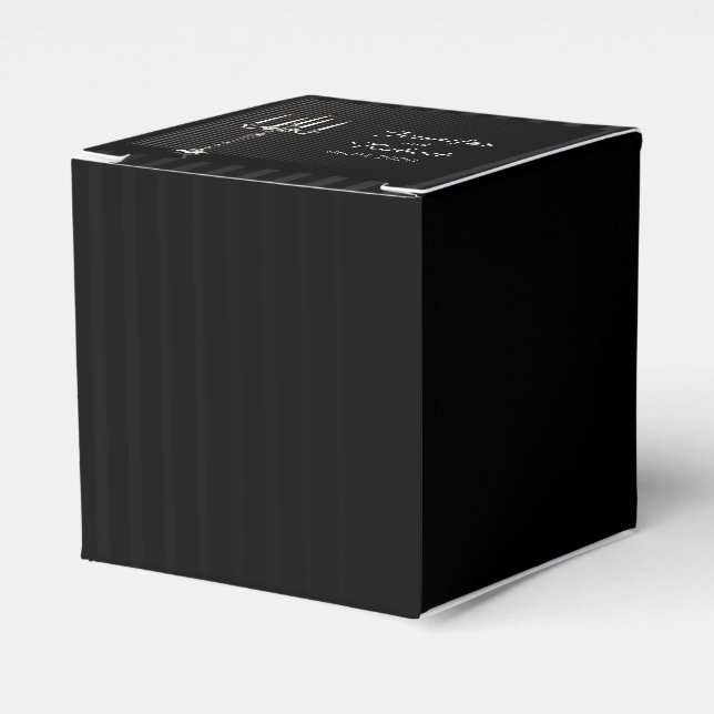 Gothic Candelabra on Pinstripe Wedding Favor Box (Front Side)