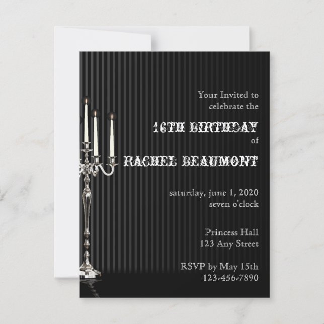 Gothic Candelabra Party Invitation (Front)