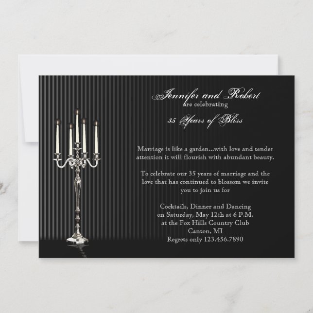 Gothic Candelabra Stripe Wedding Anniversary Invitation (Front)