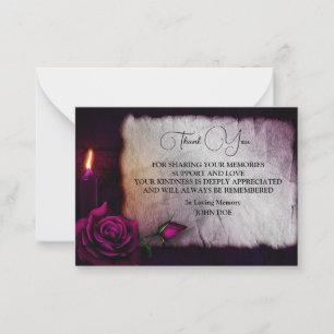 Gothic Candle Roses Thank You Note Card